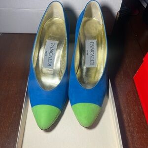 Vintage Pancaldi Blue and Green 7.5 Women's Heels